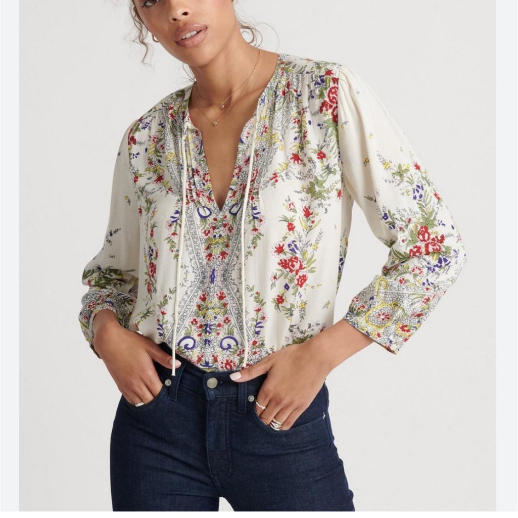 Vguc 49 Lucky Brand Womens Julie Pintuck Top White
